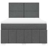 Box Spring Bed with Mattress Dark Grey Queen Fabric - Rear View