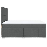 Box Spring Bed with Mattress Dark Grey Queen Fabric - Close-Up Angle