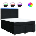 Box Spring Bed with Mattress Black Queen Fabric