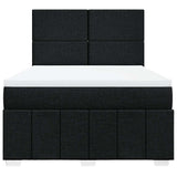 Box Spring Bed with Mattress Black Queen Fabric - Rear View