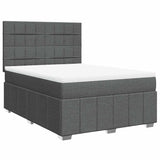 Box Spring Bed with Mattress Dark Grey Queen Fabric - Side View
