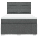 Box Spring Bed with Mattress Dark Grey Queen Fabric - Rear View