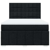 Box Spring Bed with Mattress Black Queen Fabric - Rear View