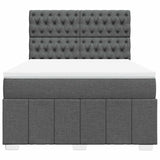 Box Spring Bed with Mattress Dark Grey Queen Fabric - Rear View