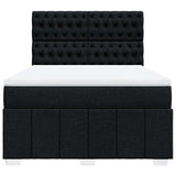 Box Spring Bed with Mattress Black Queen Fabric - Rear View