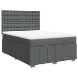 Box Spring Bed with Mattress Dark Grey Queen Fabric - Side View