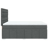Box Spring Bed with Mattress Dark Grey Queen Fabric - Close-Up Angle