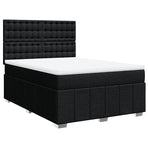 Box Spring Bed with Mattress Black Queen Fabric