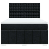Box Spring Bed with Mattress Black Queen Fabric