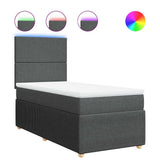 Box Spring Bed with Mattress Dark Grey King Single Fabric - Front View