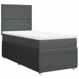 Box Spring Bed with Mattress Dark Grey King Single Fabric - Side View