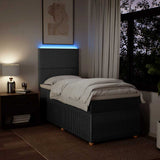 Box Spring Bed with Mattress Dark Grey King Single Fabric - Top-Down View