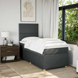 Box Spring Bed with Mattress Dark Grey King Single Fabric - 45-Degree Angle