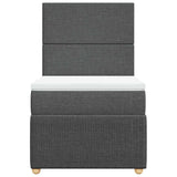 Box Spring Bed with Mattress Dark Grey King Single Fabric - Rear View