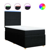 Box Spring Bed with Mattress Black King Single Fabric - Front View