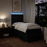 Box Spring Bed with Mattress Black King Single Fabric - Top-Down View