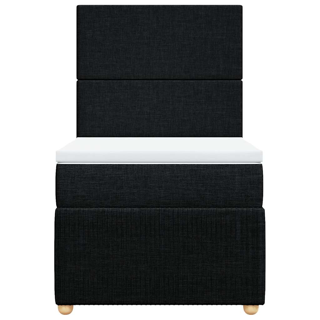 Box Spring Bed with Mattress Black King Single Fabric
