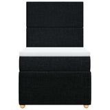 Box Spring Bed with Mattress Black King Single Fabric