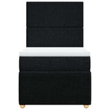 Box Spring Bed with Mattress Black King Single Fabric - Rear View