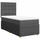 Box Spring Bed with Mattress Dark Grey King Single Fabric - Side View