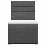 Box Spring Bed with Mattress Dark Grey King Single Fabric - Rear View
