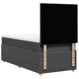 Box Spring Bed with Mattress Dark Grey King Single Fabric - Low Angle