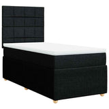 Box Spring Bed with Mattress Black King Single Fabric - Side View
