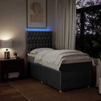 Box Spring Bed with Mattress Dark Grey King Single Fabric