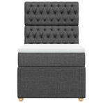 Box Spring Bed with Mattress Dark Grey King Single Fabric