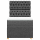 Box Spring Bed with Mattress Dark Grey King Single Fabric - Rear View
