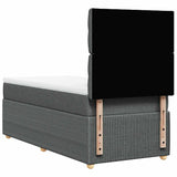Box Spring Bed with Mattress Dark Grey King Single Fabric - Low Angle