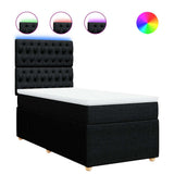 Box Spring Bed with Mattress Black King Single Fabric - Front View