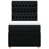 Box Spring Bed with Mattress Black King Single Fabric