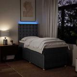 Box Spring Bed with Mattress Dark Grey King Single Fabric
