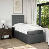 Box Spring Bed with Mattress Dark Grey King Single Fabric - 45-Degree Angle