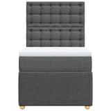 Box Spring Bed with Mattress Dark Grey King Single Fabric - Rear View