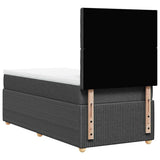 Box Spring Bed with Mattress Dark Grey King Single Fabric