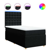 Box Spring Bed with Mattress Black King Single Fabric - Front View