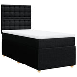 Box Spring Bed with Mattress Black King Single Fabric - Side View