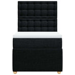Box Spring Bed with Mattress Black King Single Fabric