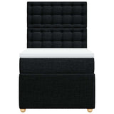 Box Spring Bed with Mattress Black King Single Fabric - Rear View