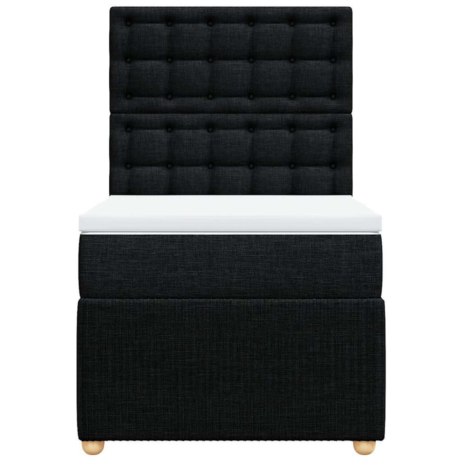Box Spring Bed with Mattress Black King Single Fabric
