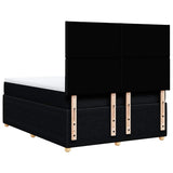 Box Spring Bed with Mattress Black Double Fabric - Low Angle