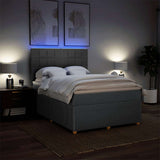 Box Spring Bed with Mattress Dark Grey Double Fabric - Top-Down View