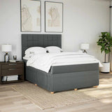 Box Spring Bed with Mattress Dark Grey Double Fabric - 45-Degree Angle