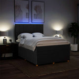 Box Spring Bed with Mattress Black Double Fabric - Top-Down View