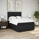 Box Spring Bed with Mattress Black Double Fabric - 45-Degree Angle