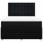 Box Spring Bed with Mattress Black Double Fabric