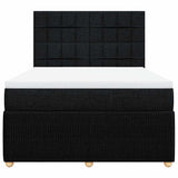Box Spring Bed with Mattress Black Double Fabric - Rear View