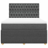 Box Spring Bed with Mattress Dark Grey Double Fabric
